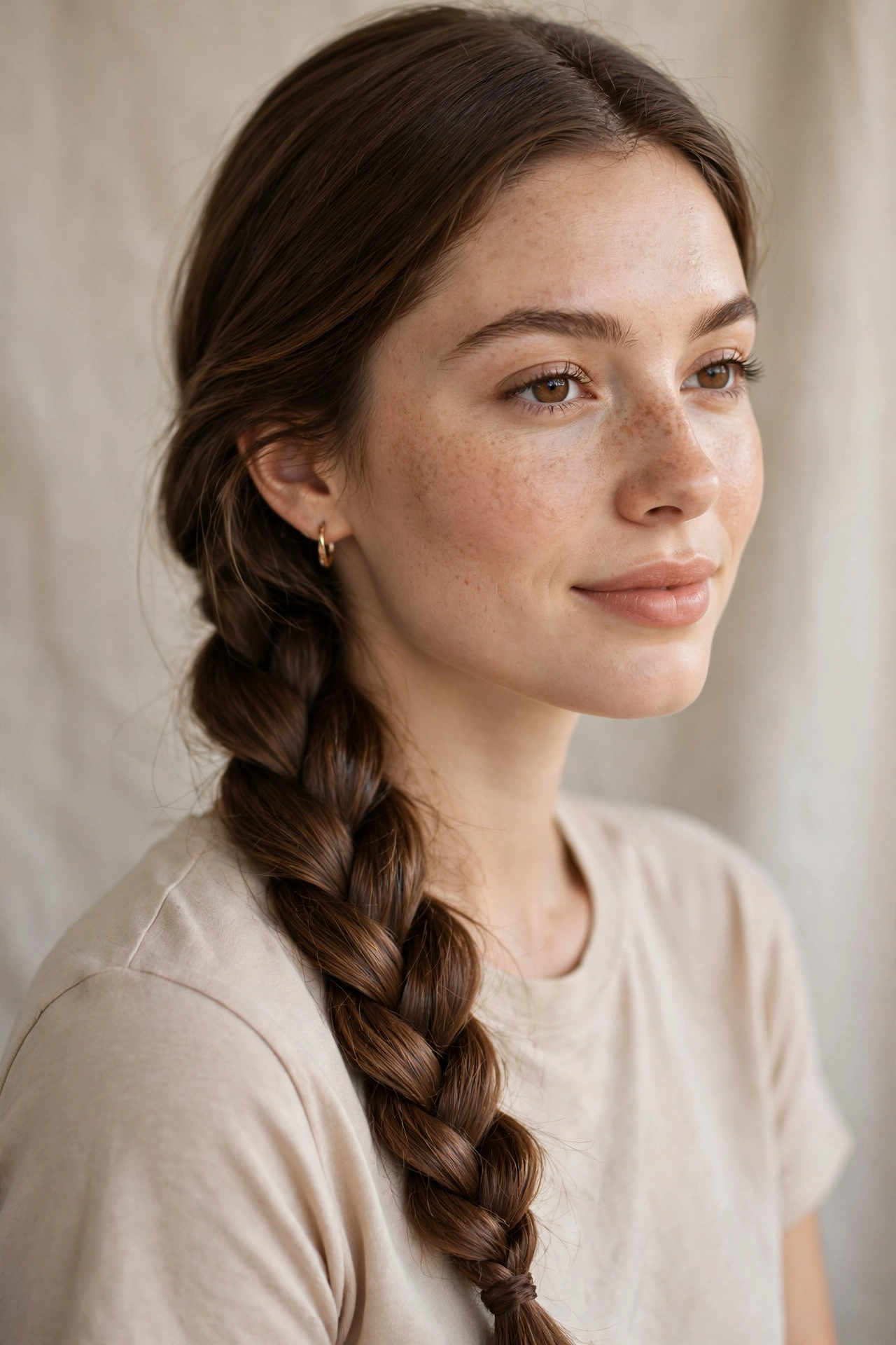 Classic French braid hairstyles with sleek woven plait