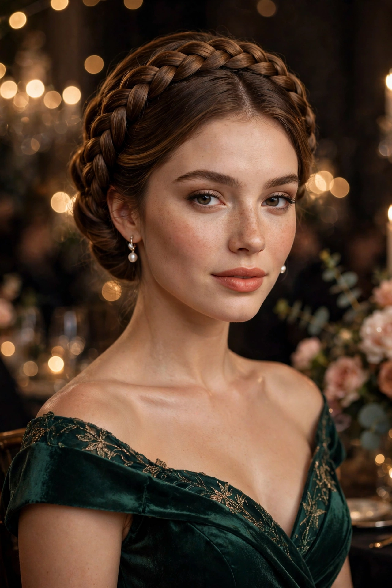 Halo braid hairstyles with circular crown plait