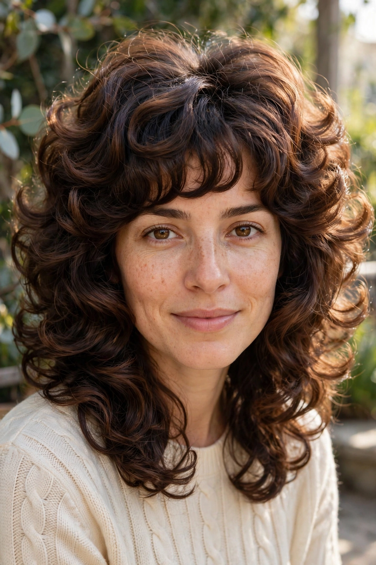 Curly butterfly haircut idea with defined curls and rounded layered shape