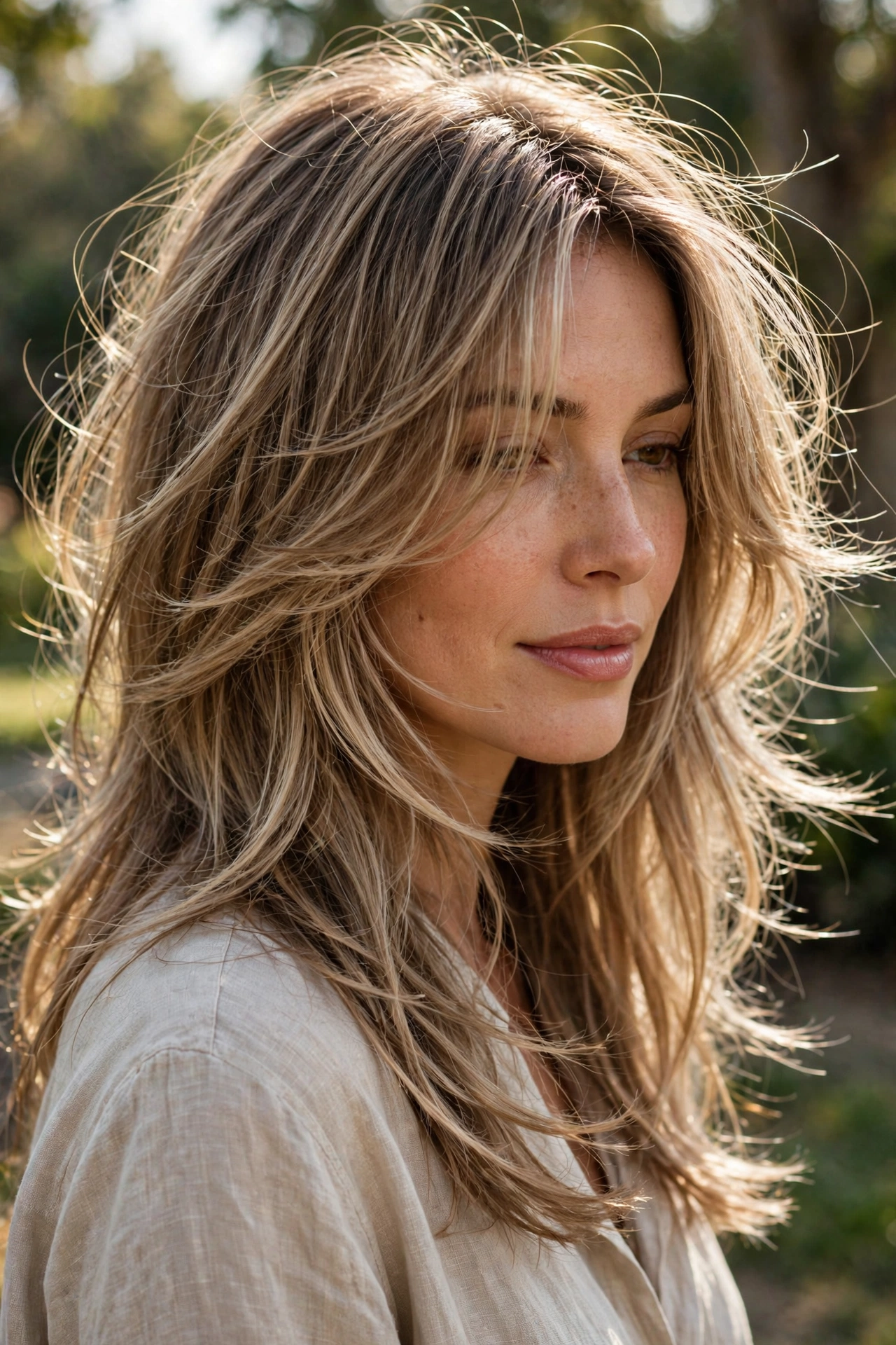 Butterfly haircut idea with wispy airy layers and soft movement on long hair