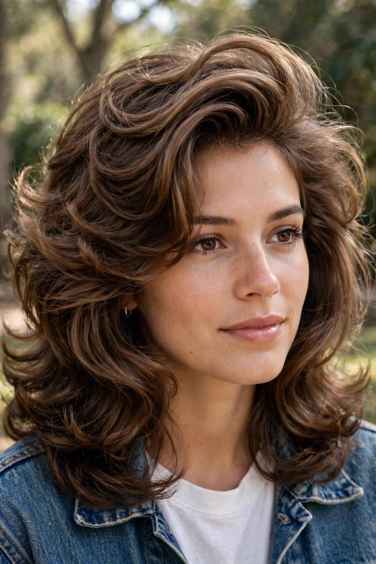 Butterfly haircut idea styled in a voluminous 90s blowout with bouncy layers