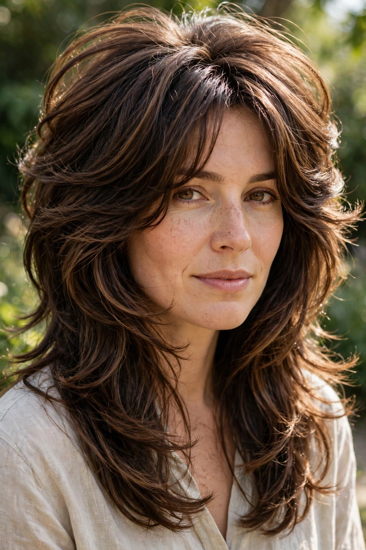 Butterfly haircut idea for thick hair with weight removed through interior layers