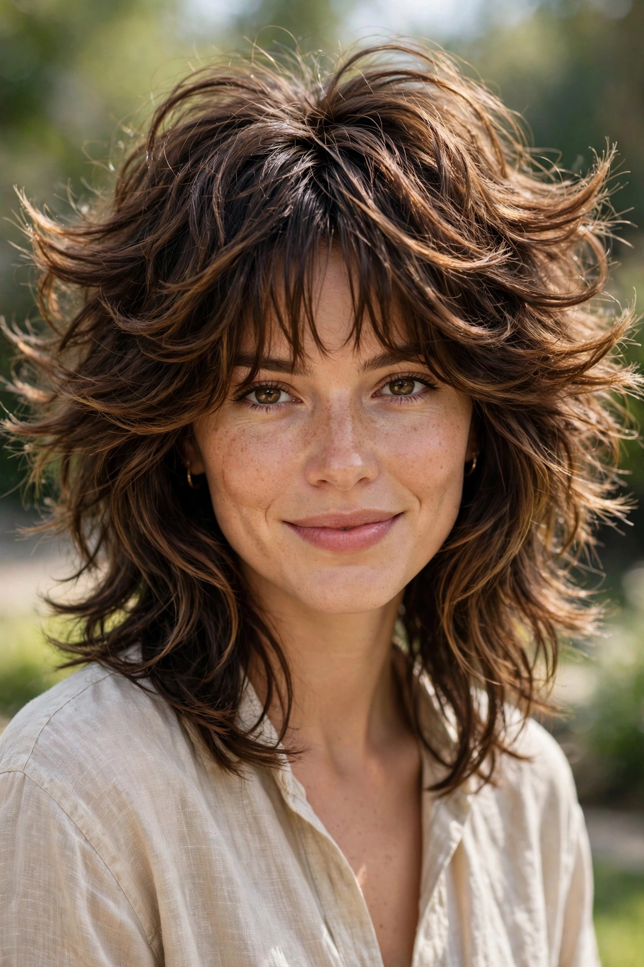 Butterfly shag hybrid haircut idea mixing bouncy layers with shaggy texture