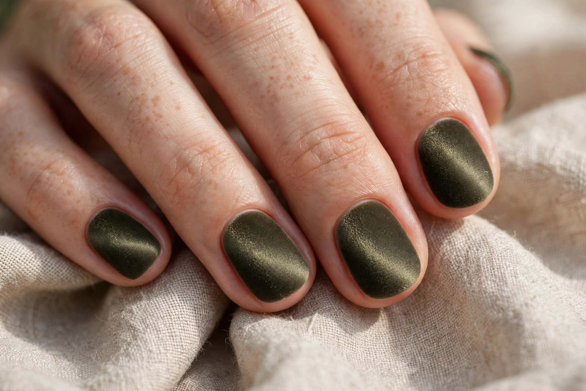 Velvet cat eye nail design with soft matte magnetic finish