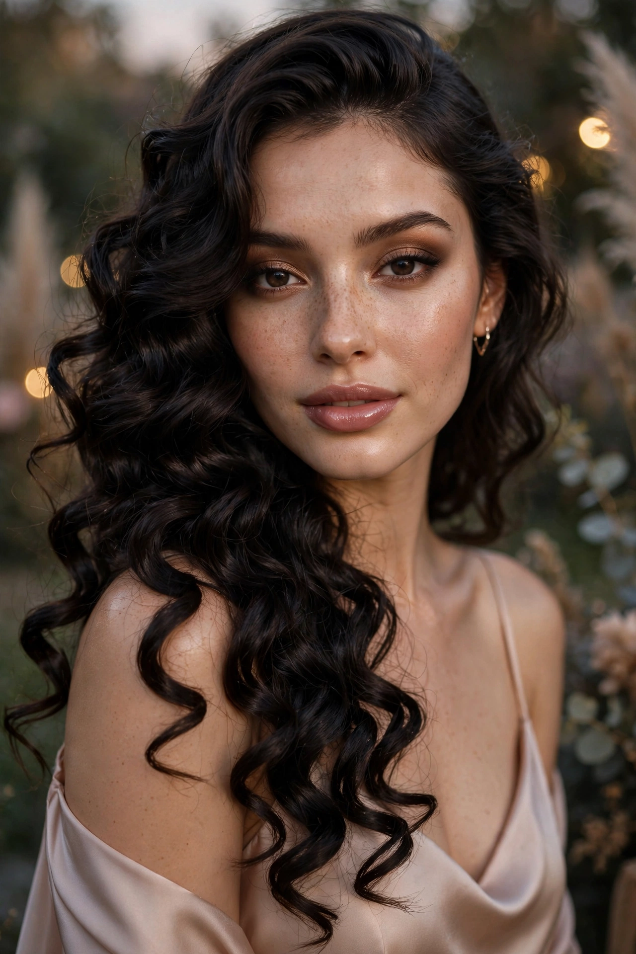 Curly bangs hairstyles with face-framing layers