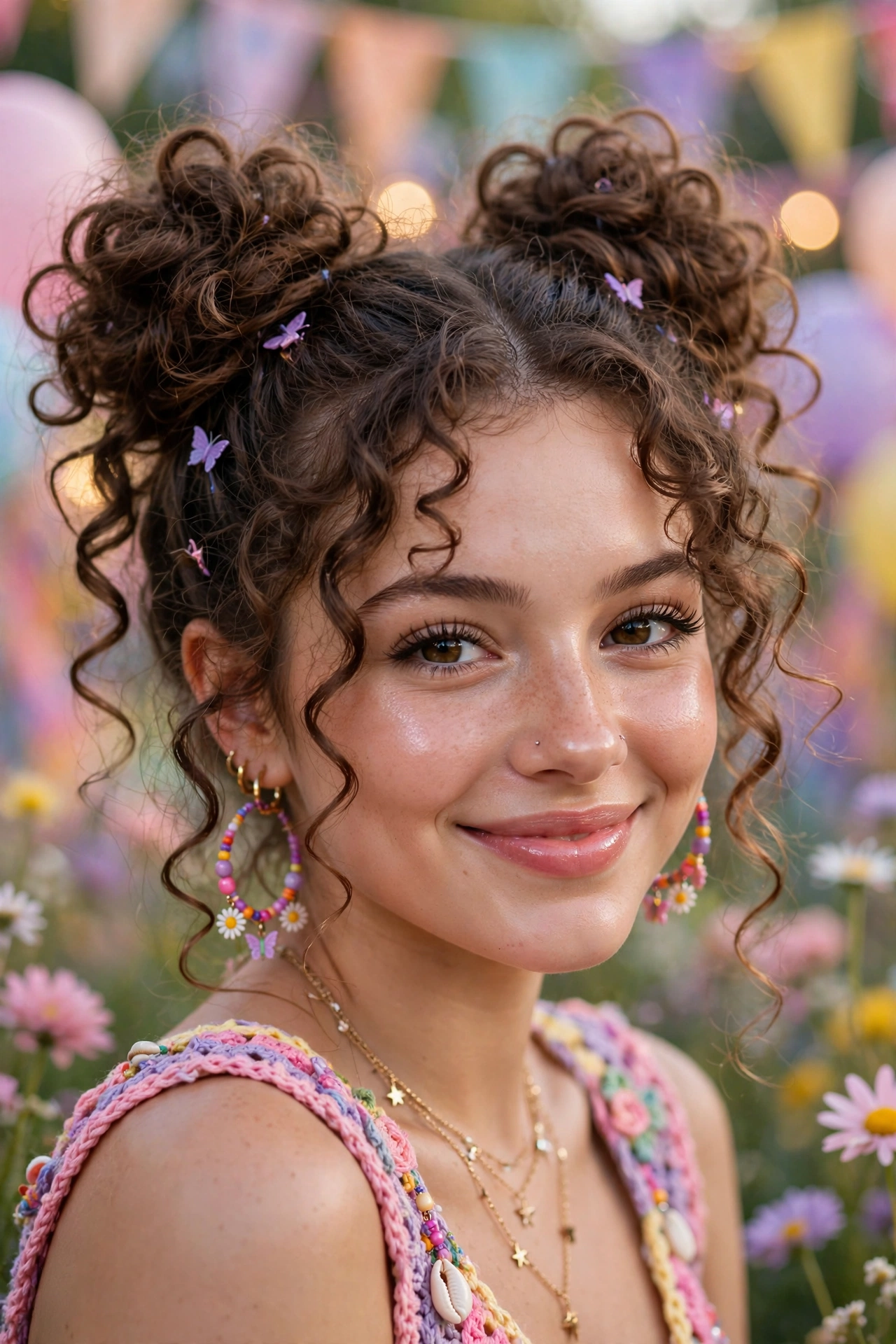 Twist-out curly hairstyles with stretched defined texture