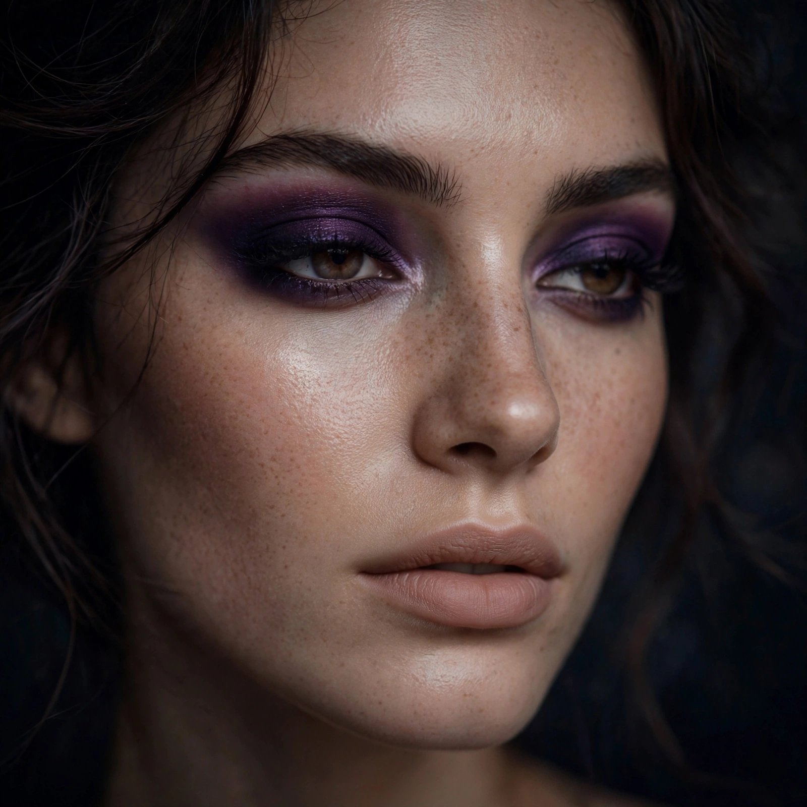 Midnight plum eyeshadow dark romantic makeup