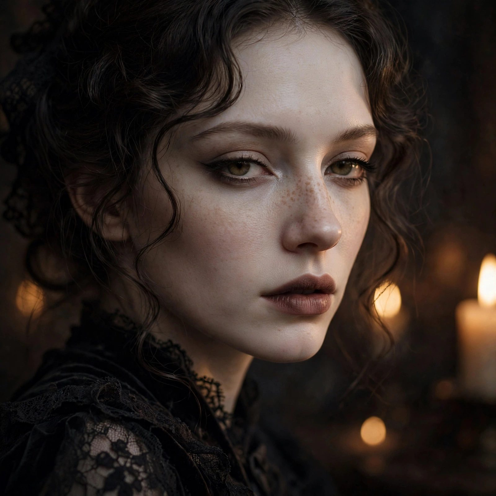 Victorian-inspired porcelain dark romantic makeup