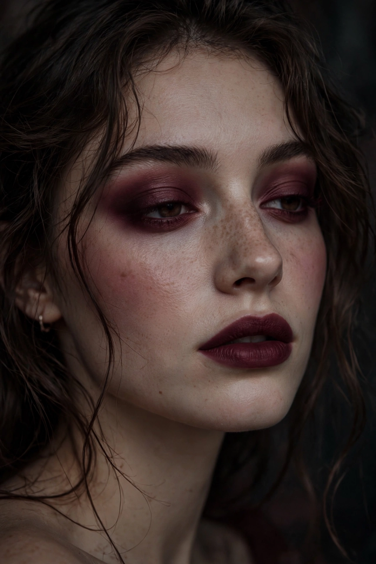 Deep berry monochrome dark romantic makeup