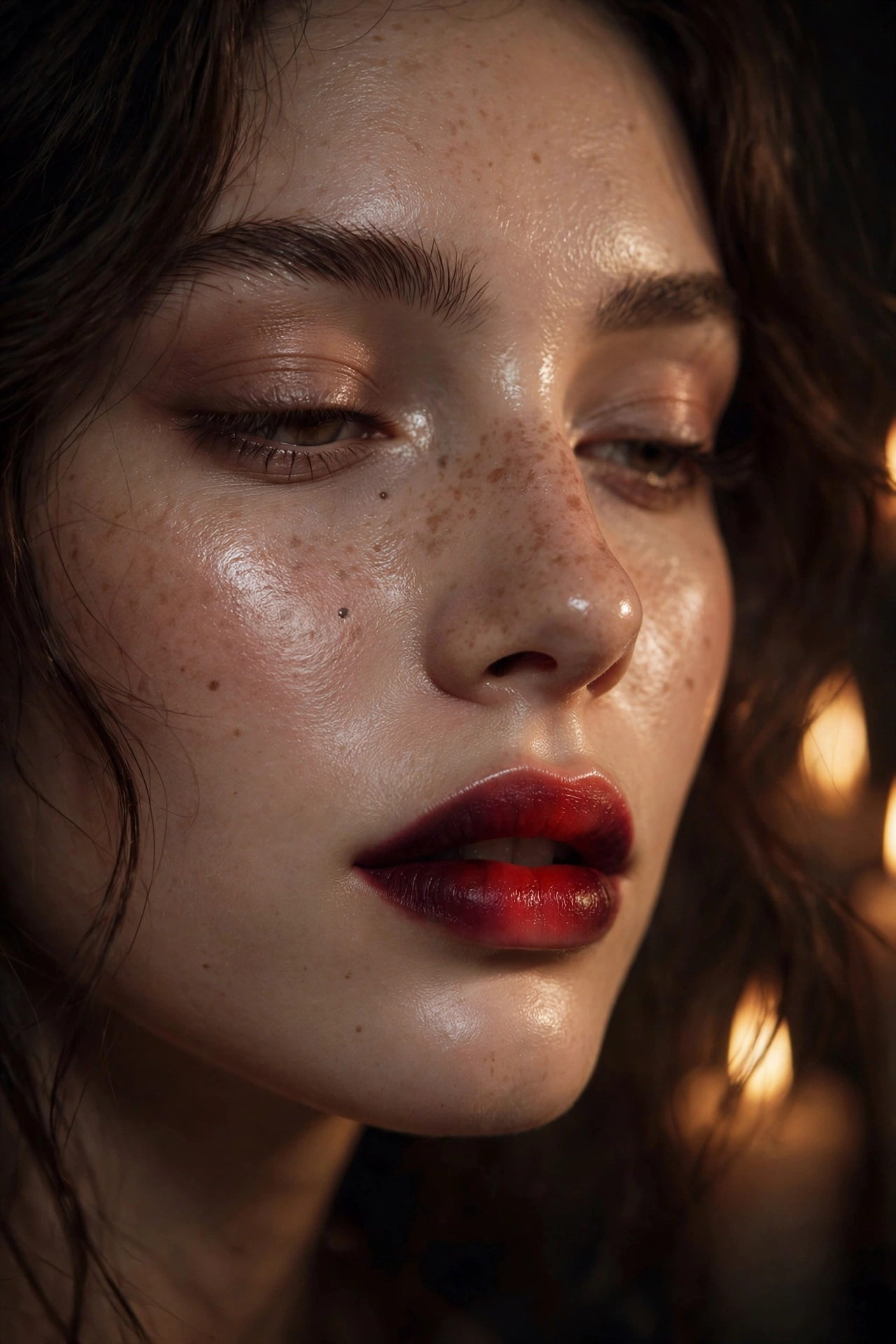 Blood-red ombre lip dark romantic makeup