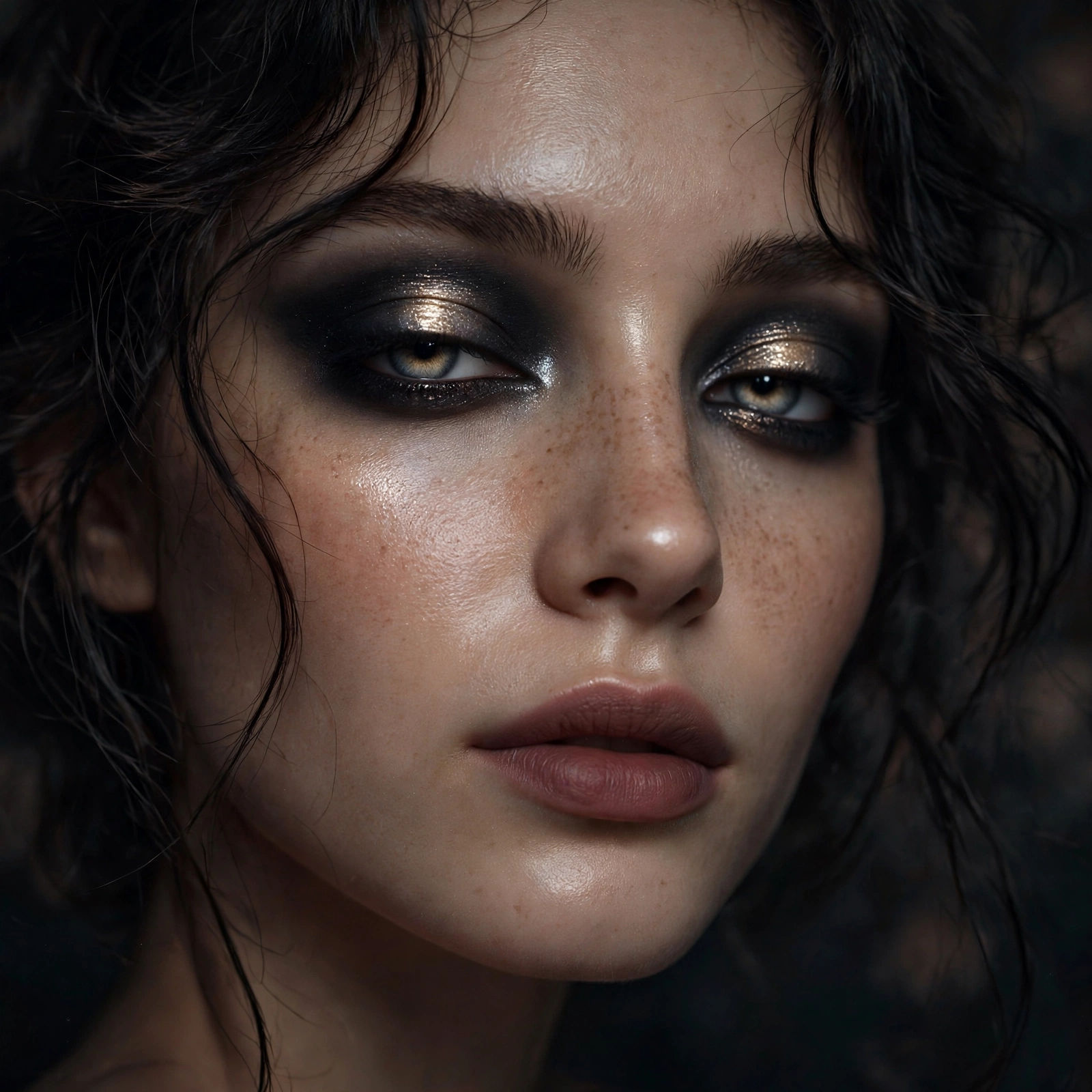Ethereal dark halo eye romantic makeup
