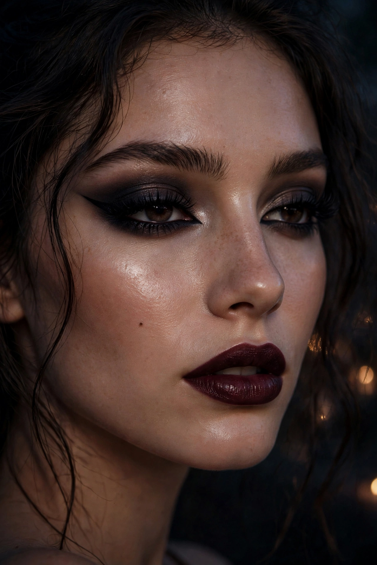 Dark feminine siren eyes romantic makeup