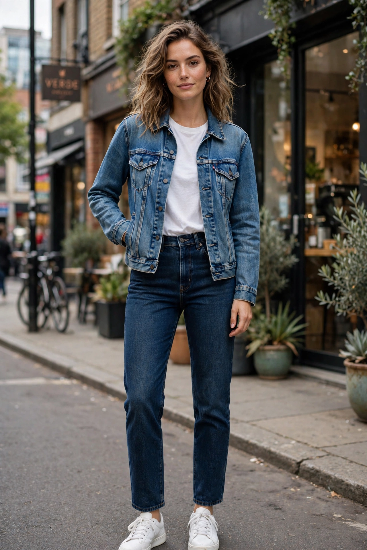 Double denim outfit with denim jacket and jeans 2026