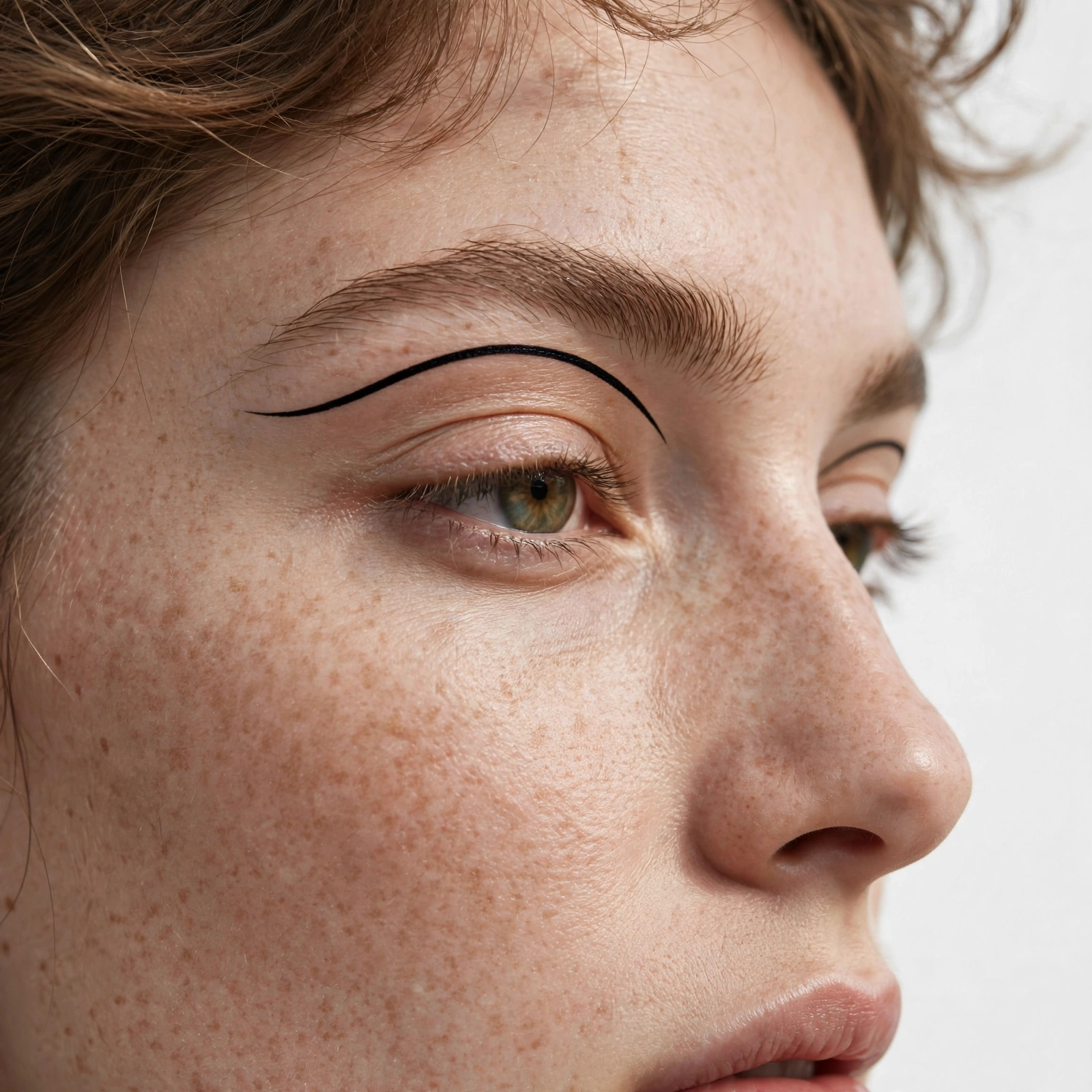 Graphic floating crease eccentric makeup with bold black line