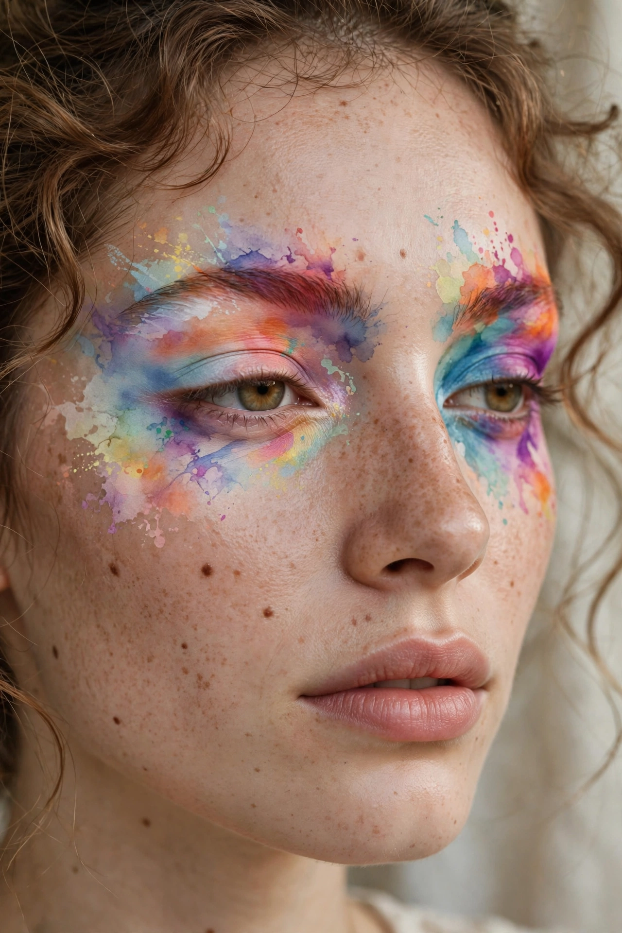 Glitter tears eccentric makeup with sparkle trails