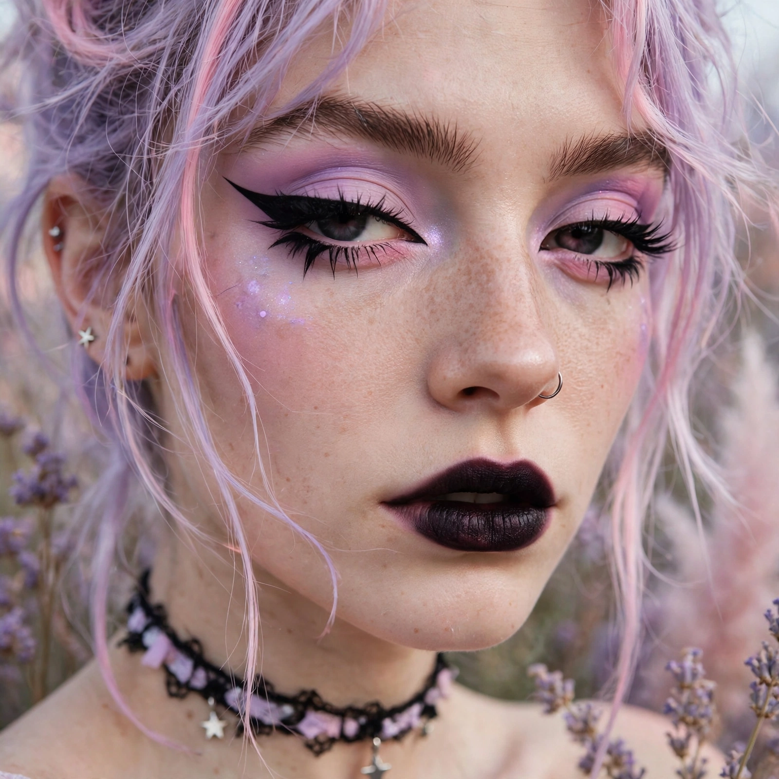 Colorful lower lash focus eccentric makeup