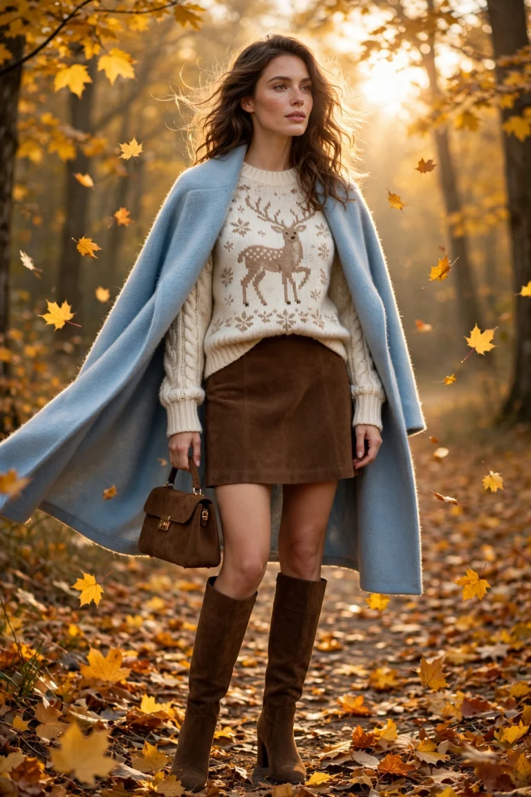 12 Chic Fall Outfits 2026: Deer Print, Icy Tones & Suede Looks