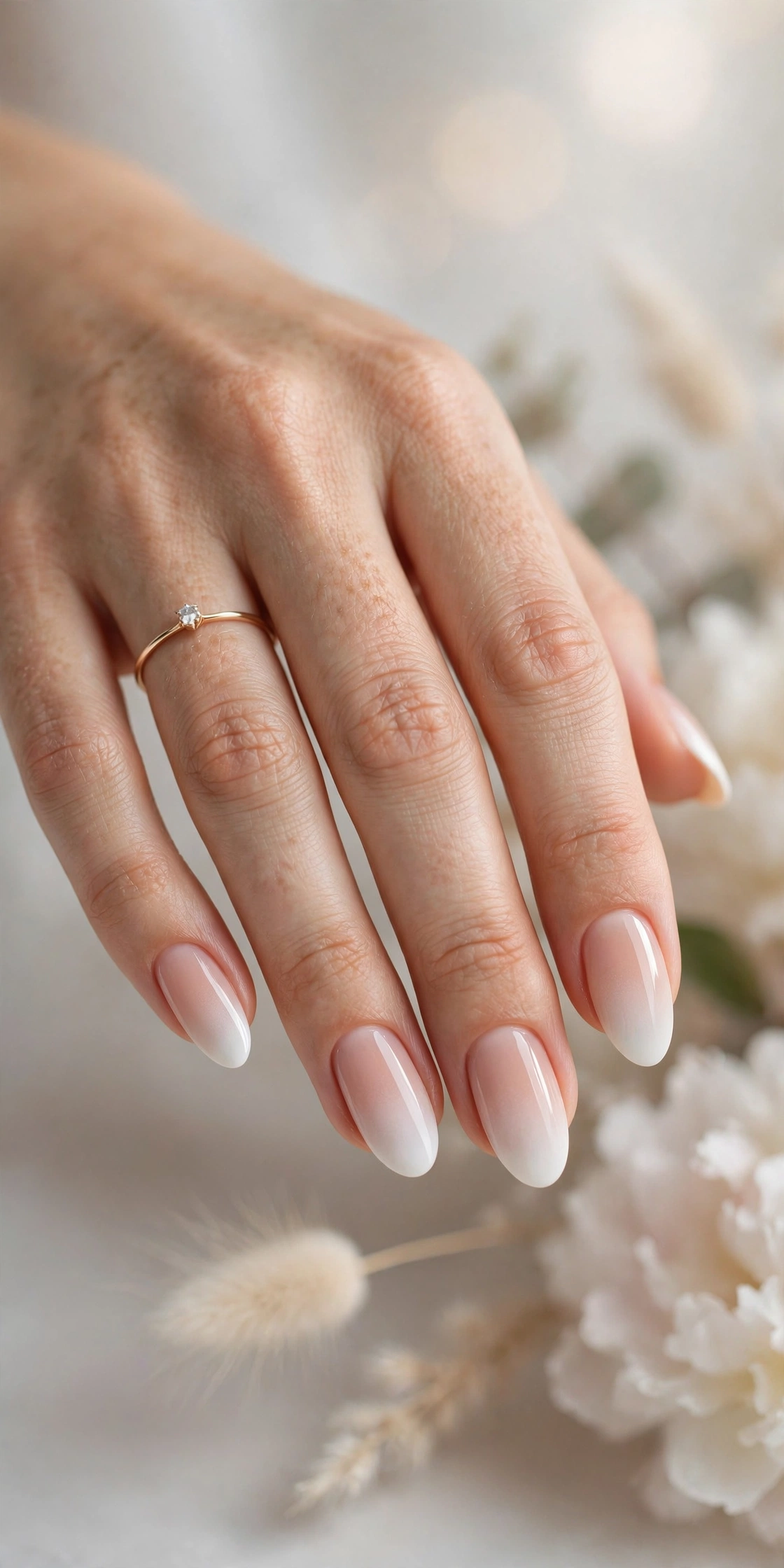 Baby boomer ombre French fade nails