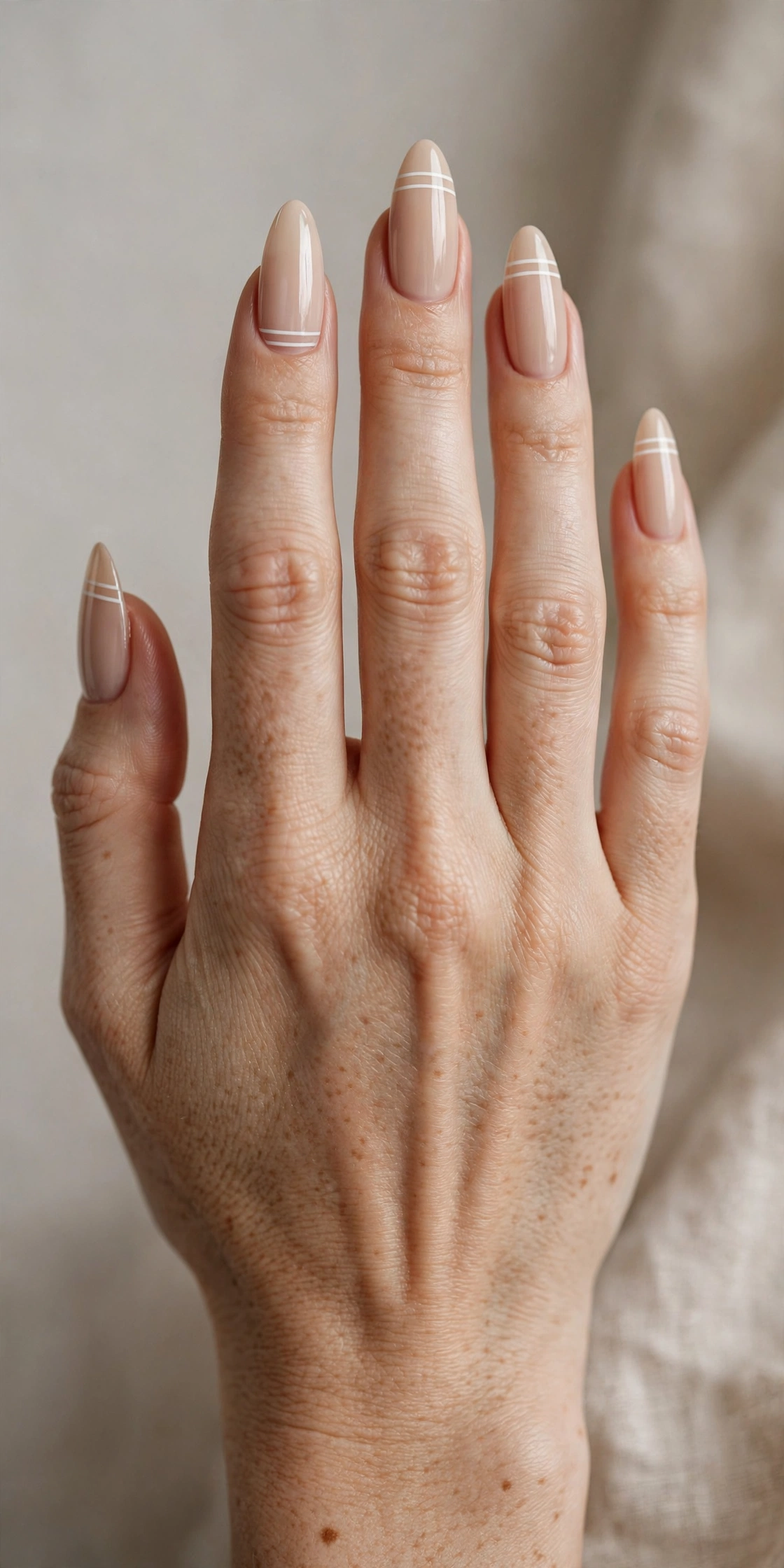 Double French line nail design with two parallel tips