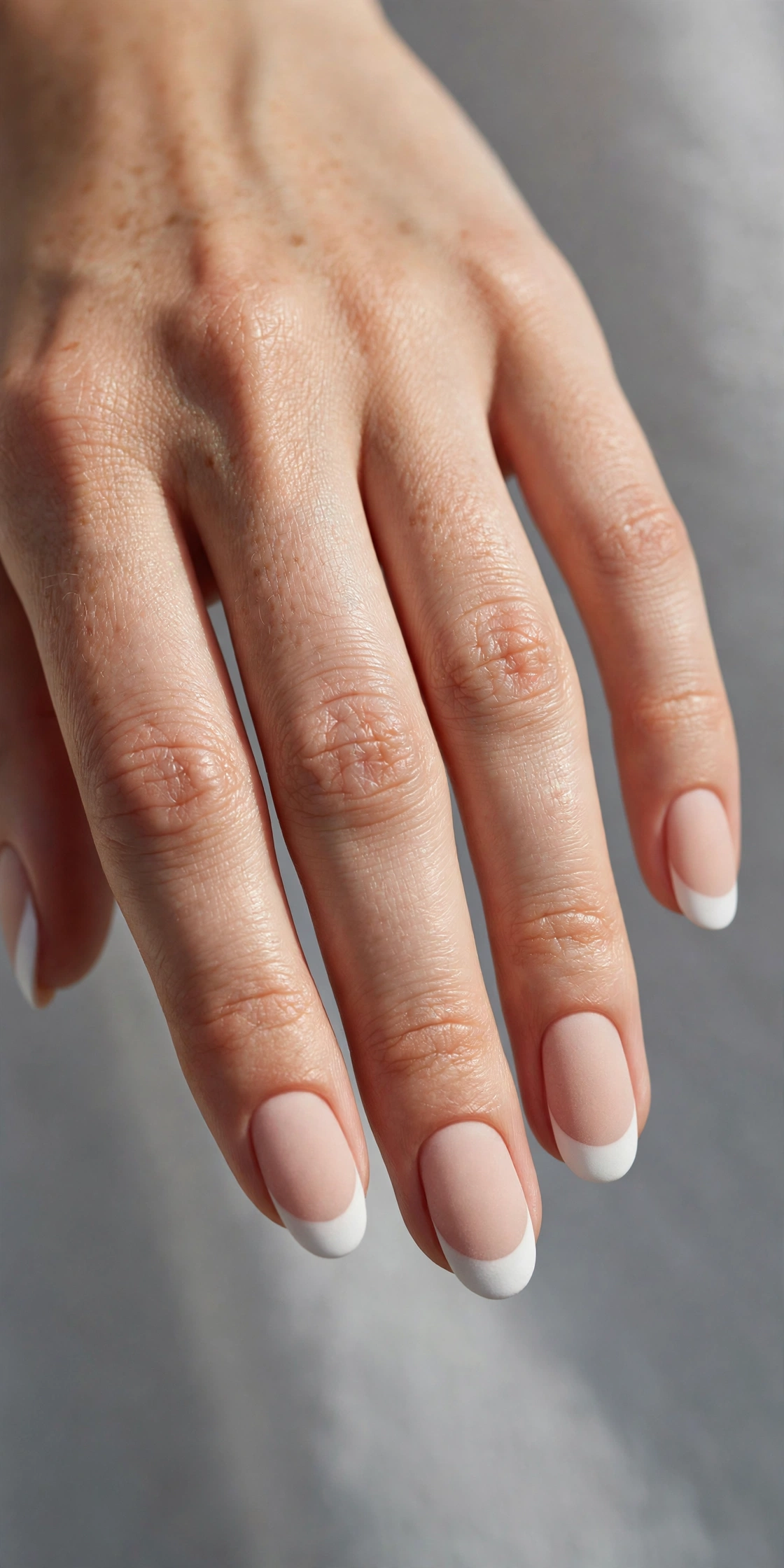 Matte French manicure with velvety finish