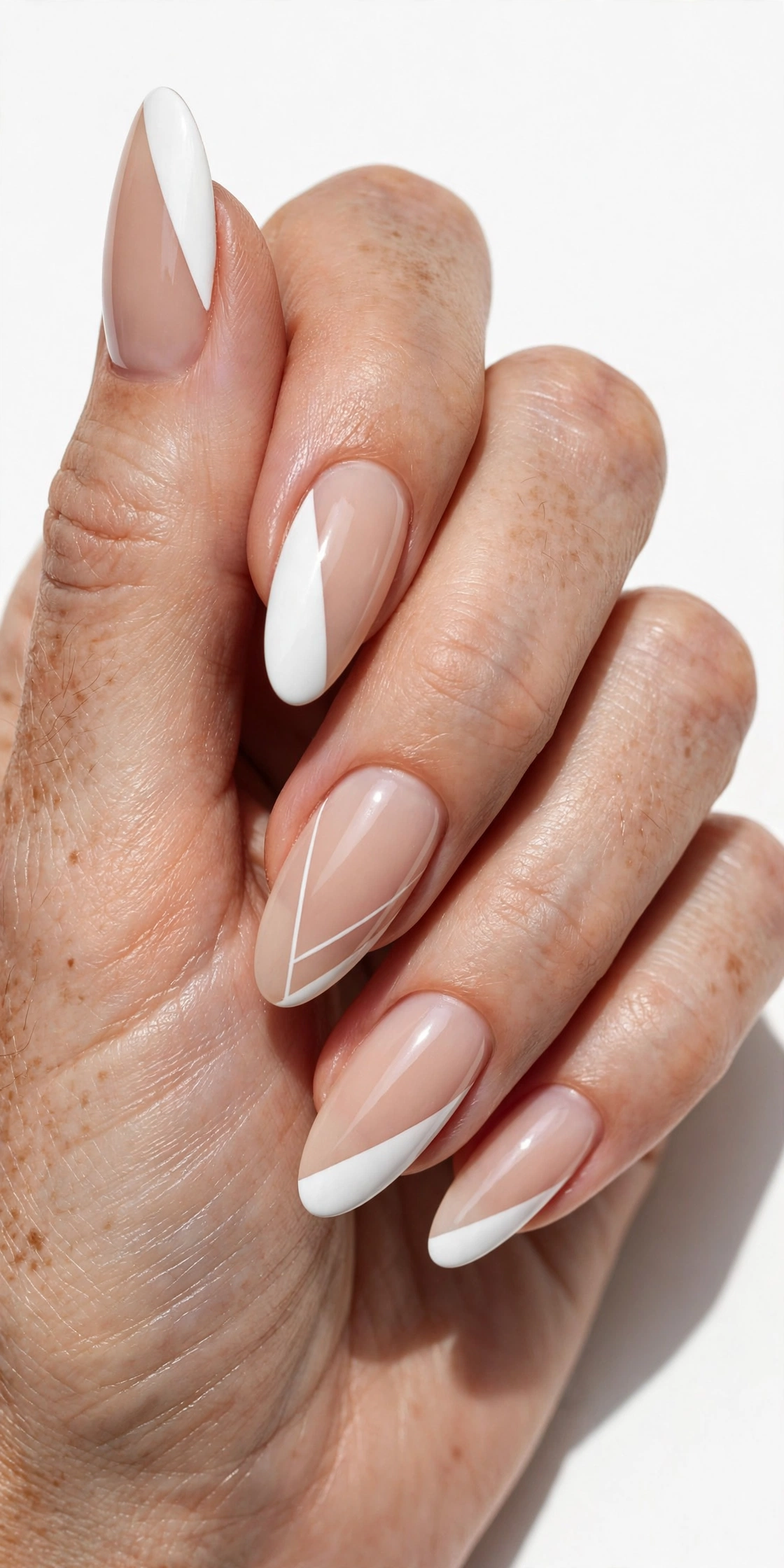 Diagonal side French tip nail design