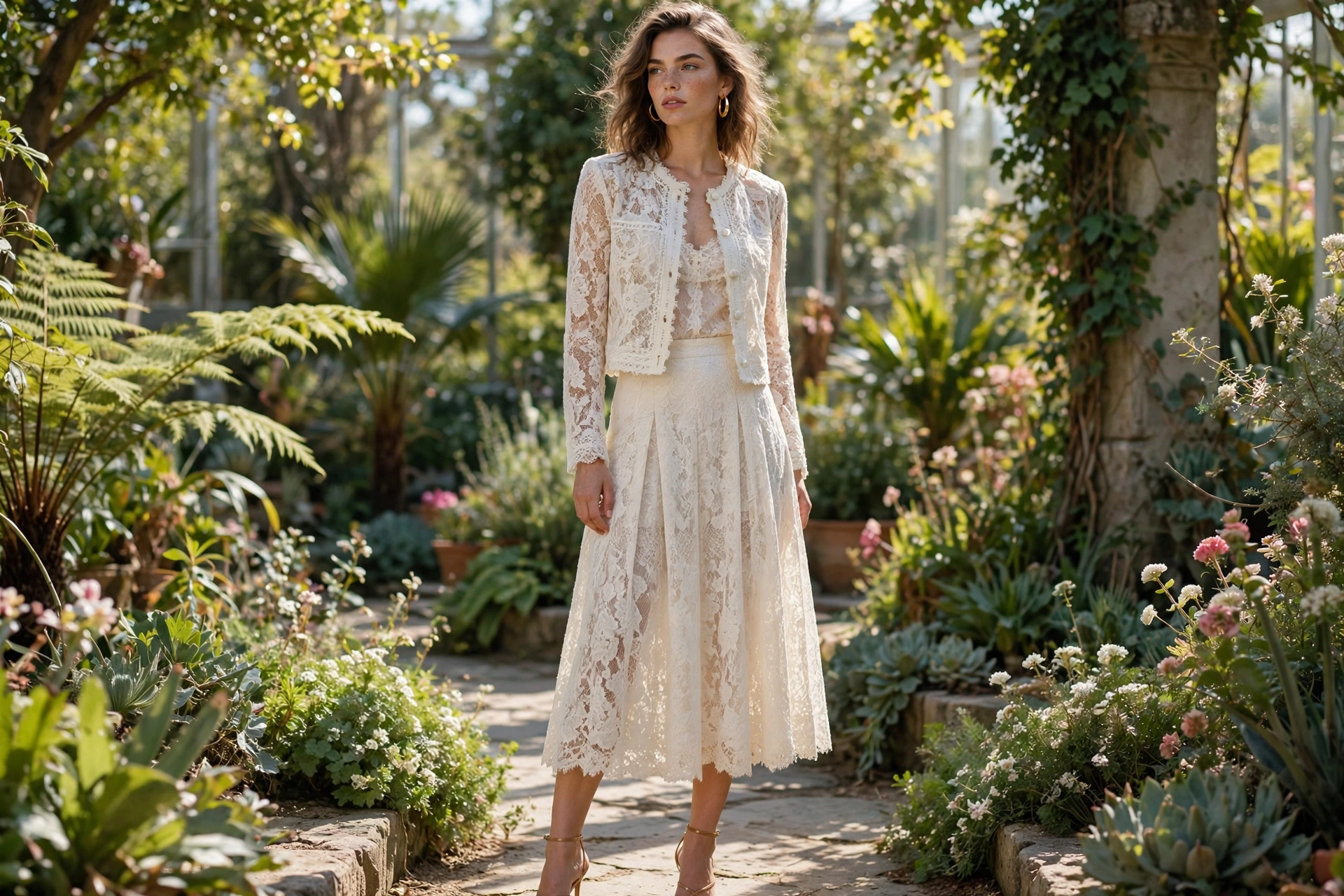 Ivory lace co ord set matching lace outfit idea