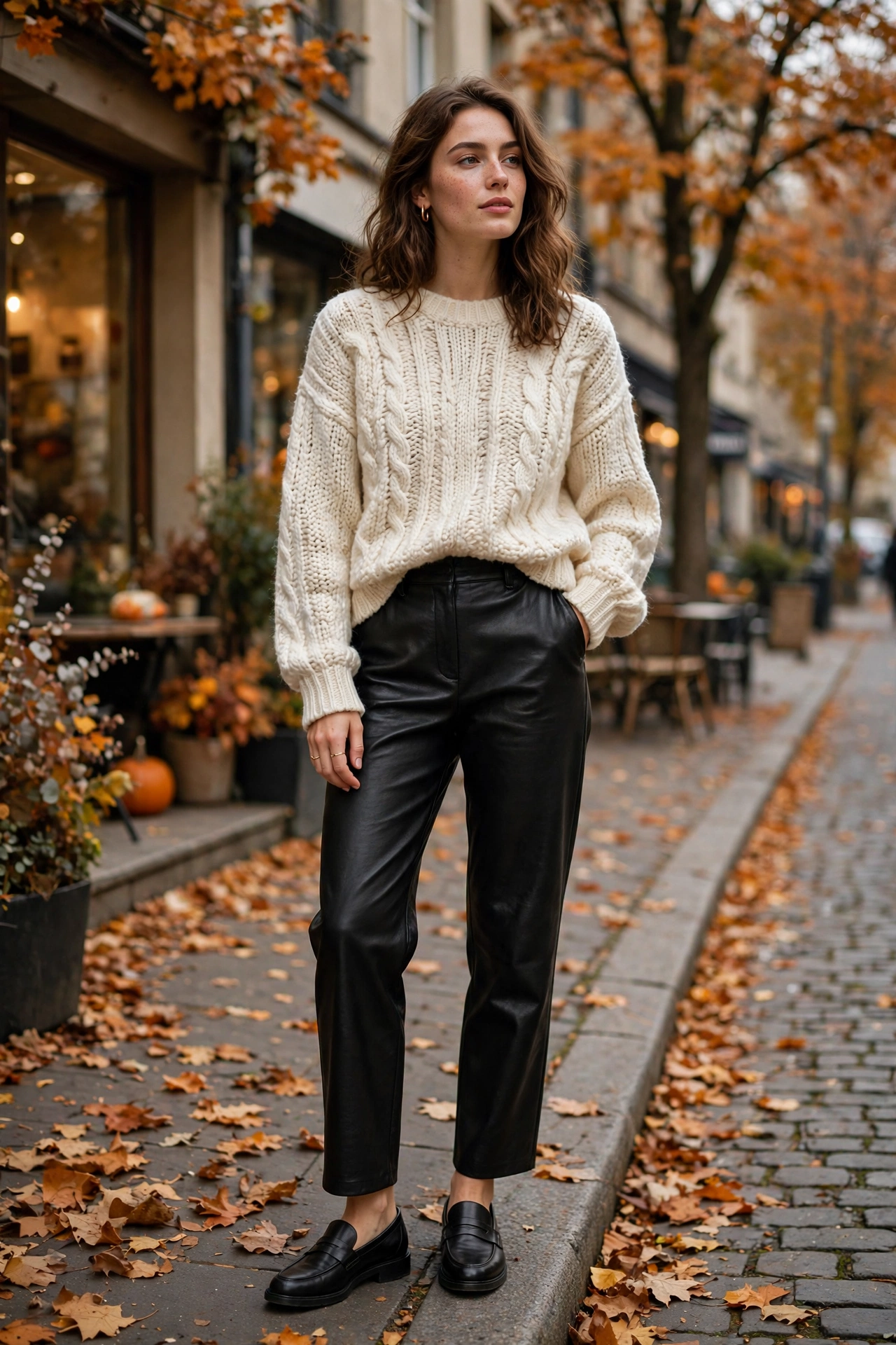 All-black leather outfit ideas with moto jacket and pants