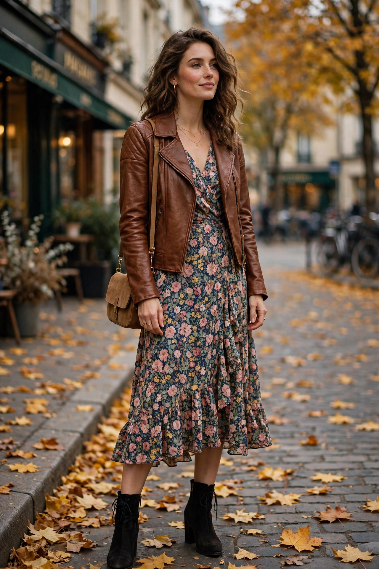 Leather trench coat outfit ideas with black turtleneck