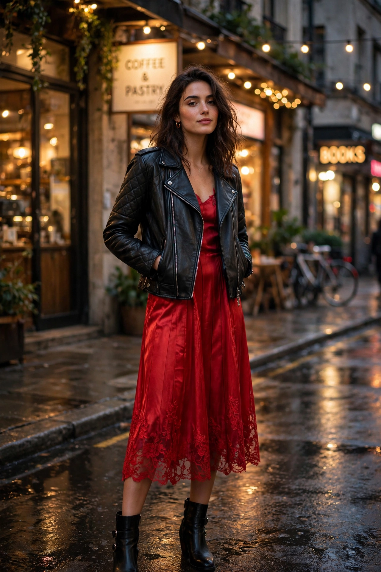 Leather pants outfit ideas with classic striped shirt