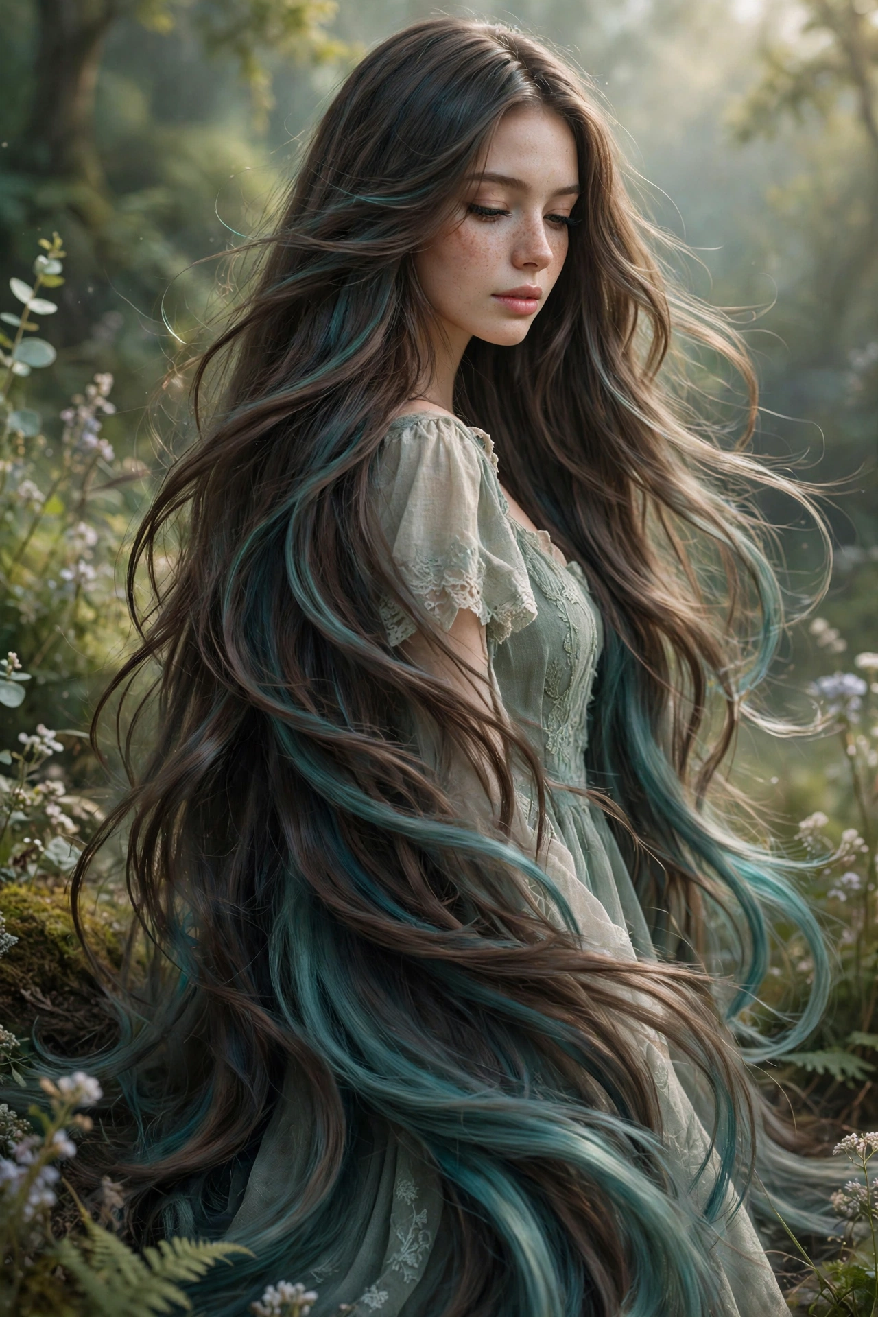 Extra long mermaid layered haircut waist length