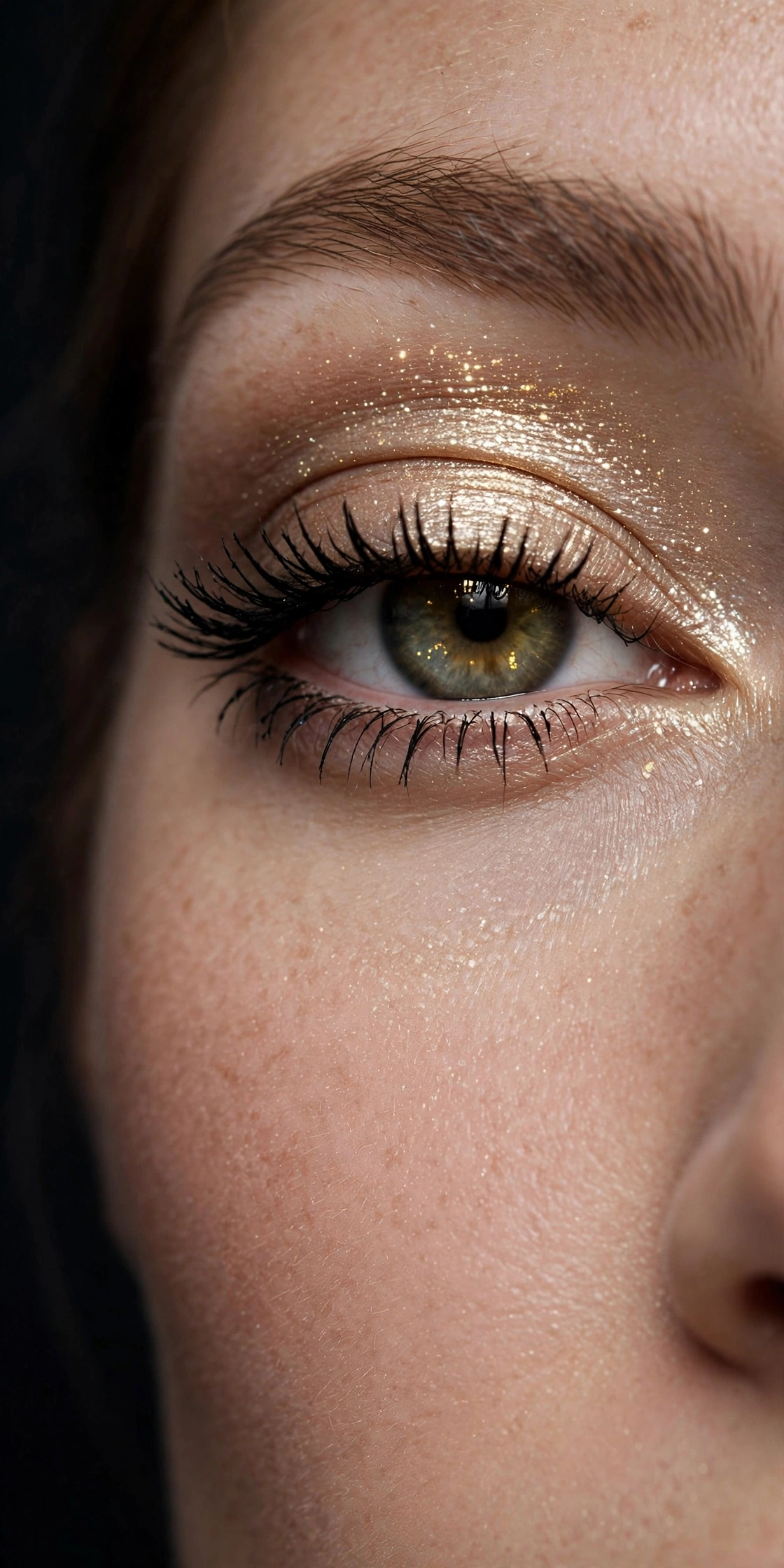 Champagne shimmer eyeshadow natural glam look