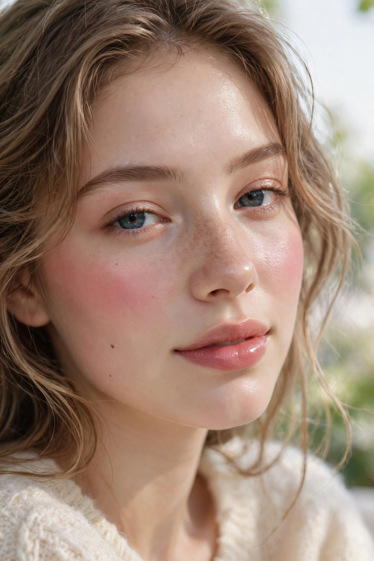 Rosy cheeks with lip balm natural glam makeup