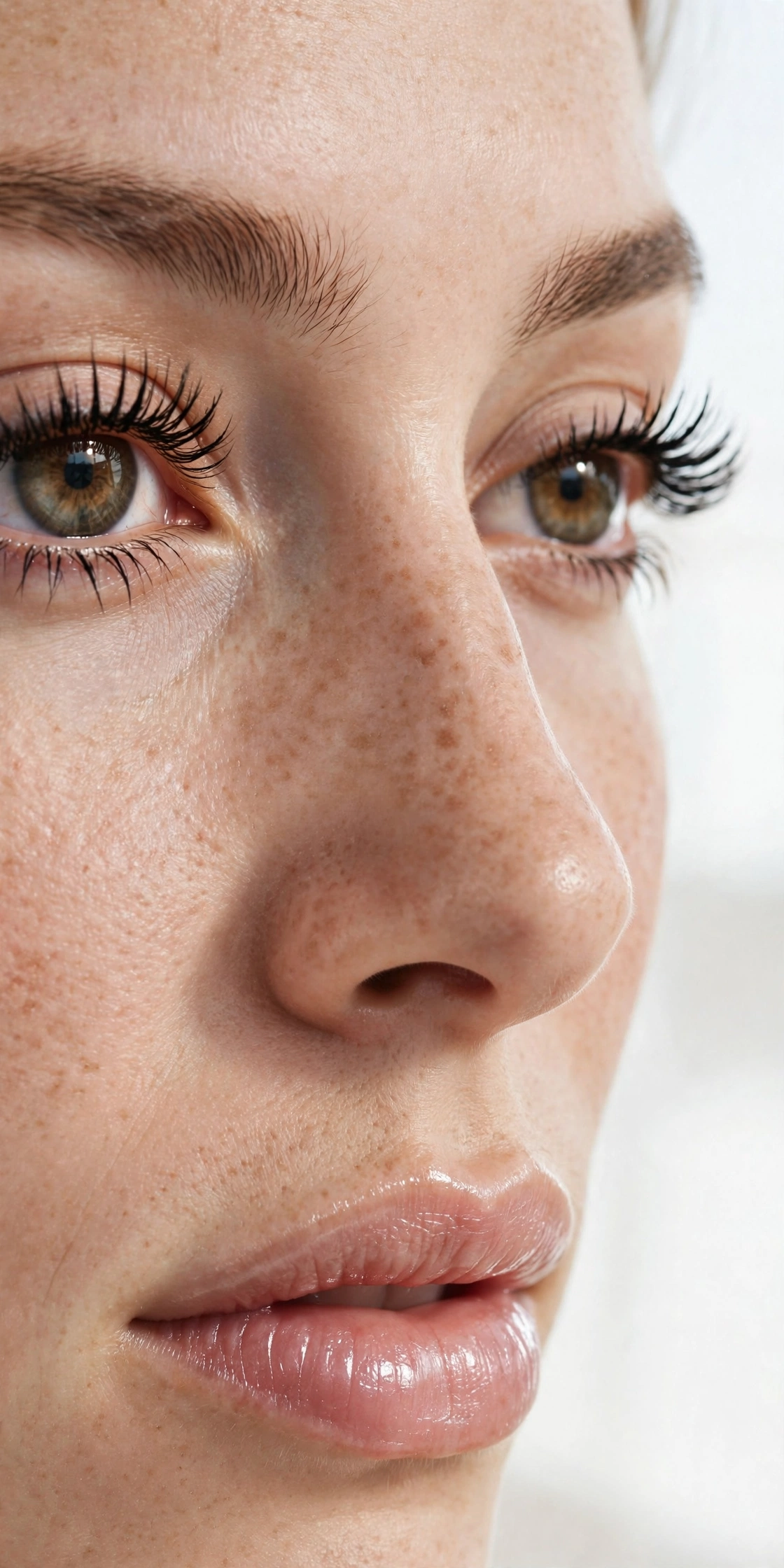 Defined lashes with clear lip gloss natural makeup