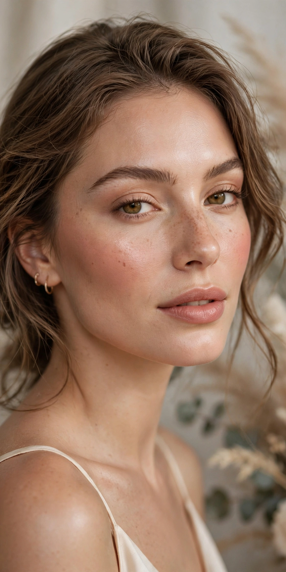 Soft contour with warm blush natural glam makeup