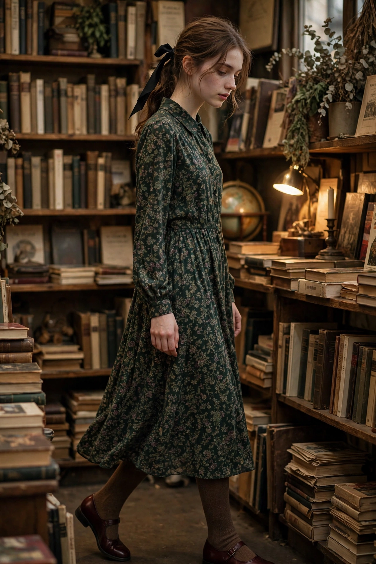 Poetcore all-black poet outfit with ruffles and lace