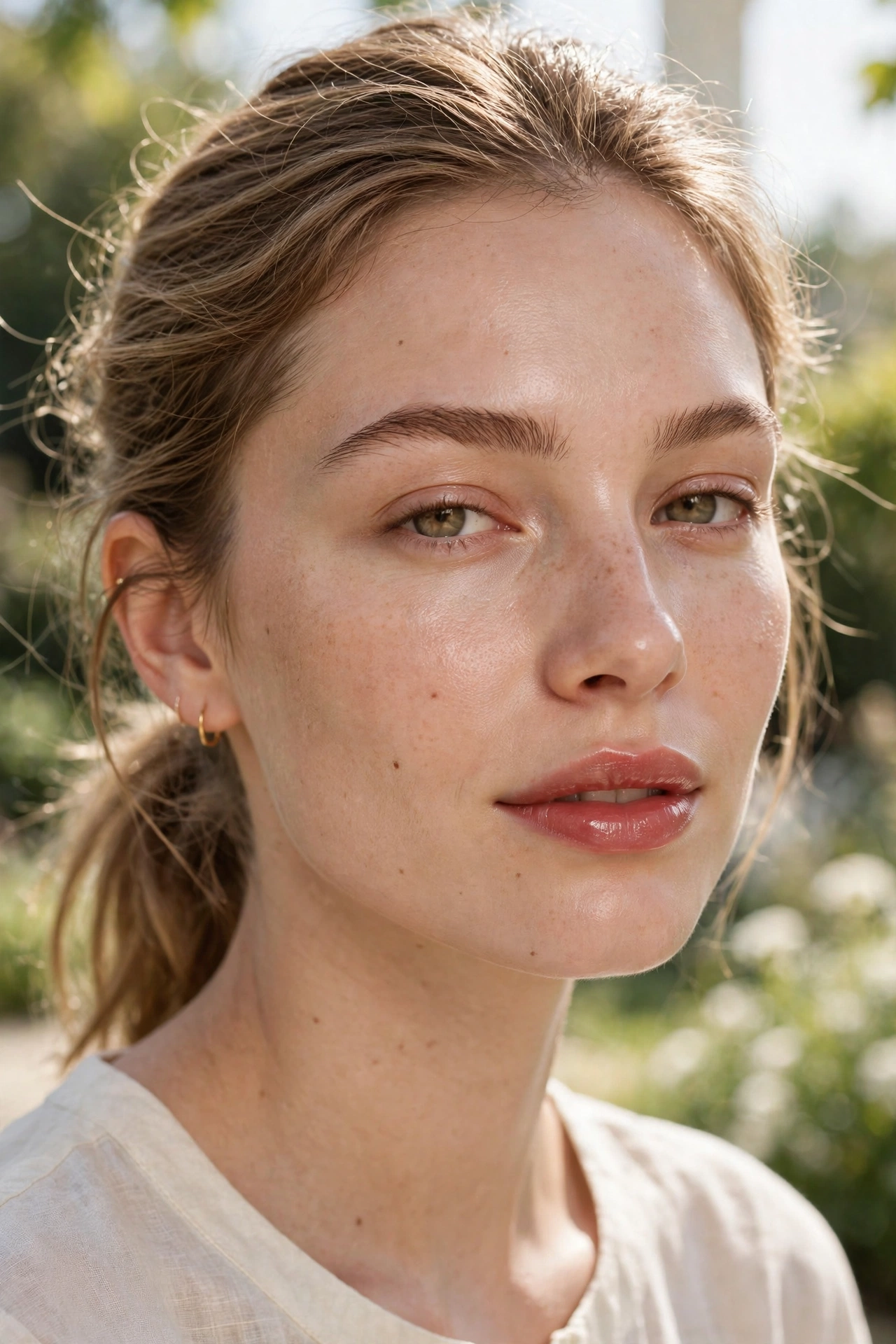 Soft sheer red lip makeup look for daytime with subtle wash of color