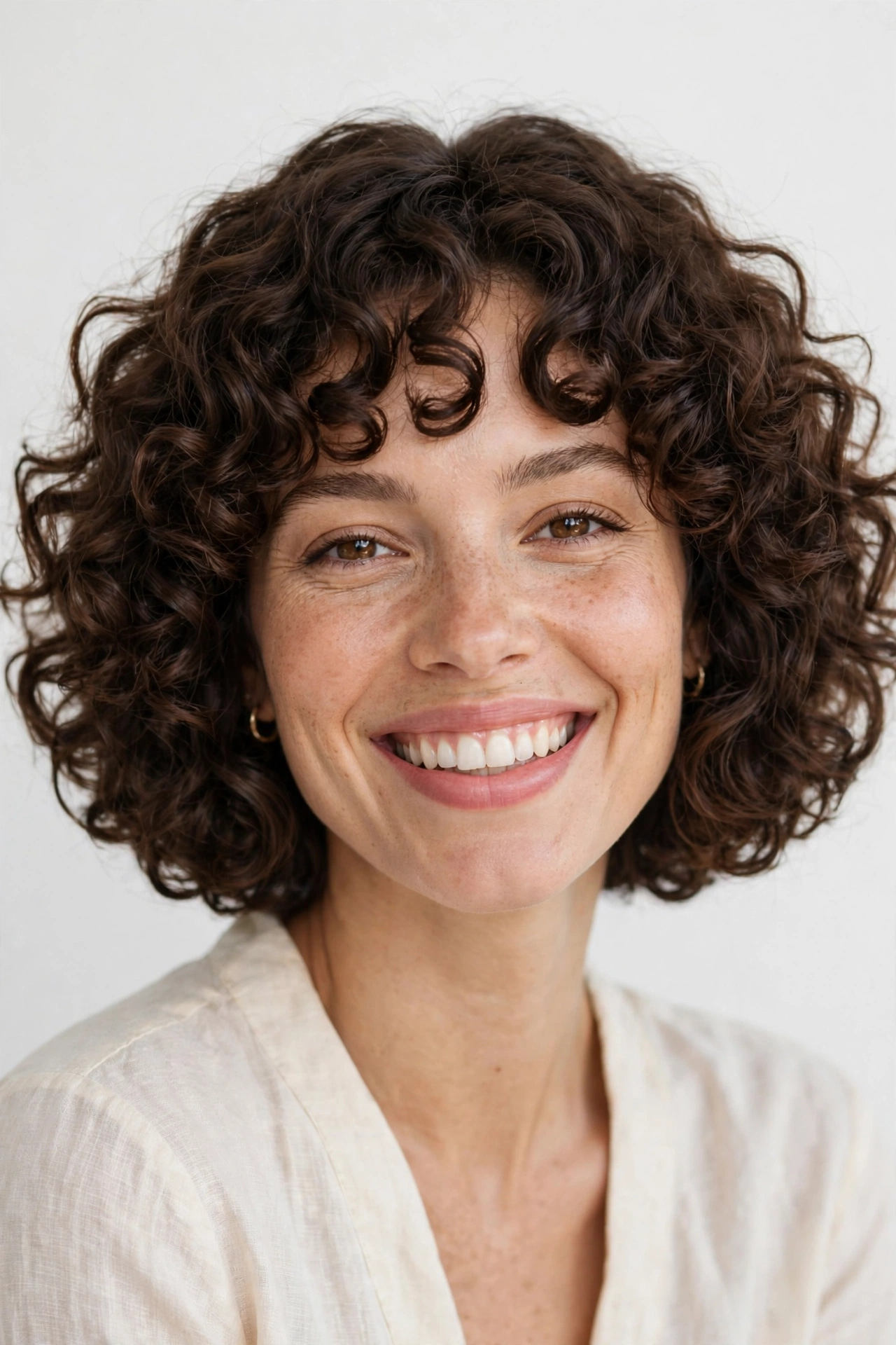Curly bob haircut with natural texture