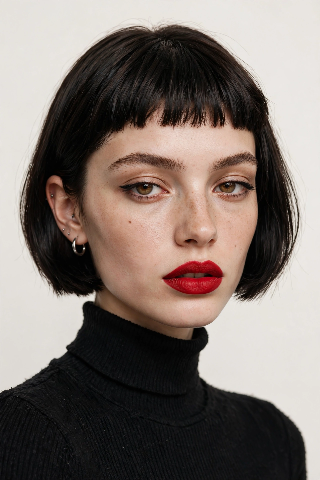 Short bob with micro baby bangs