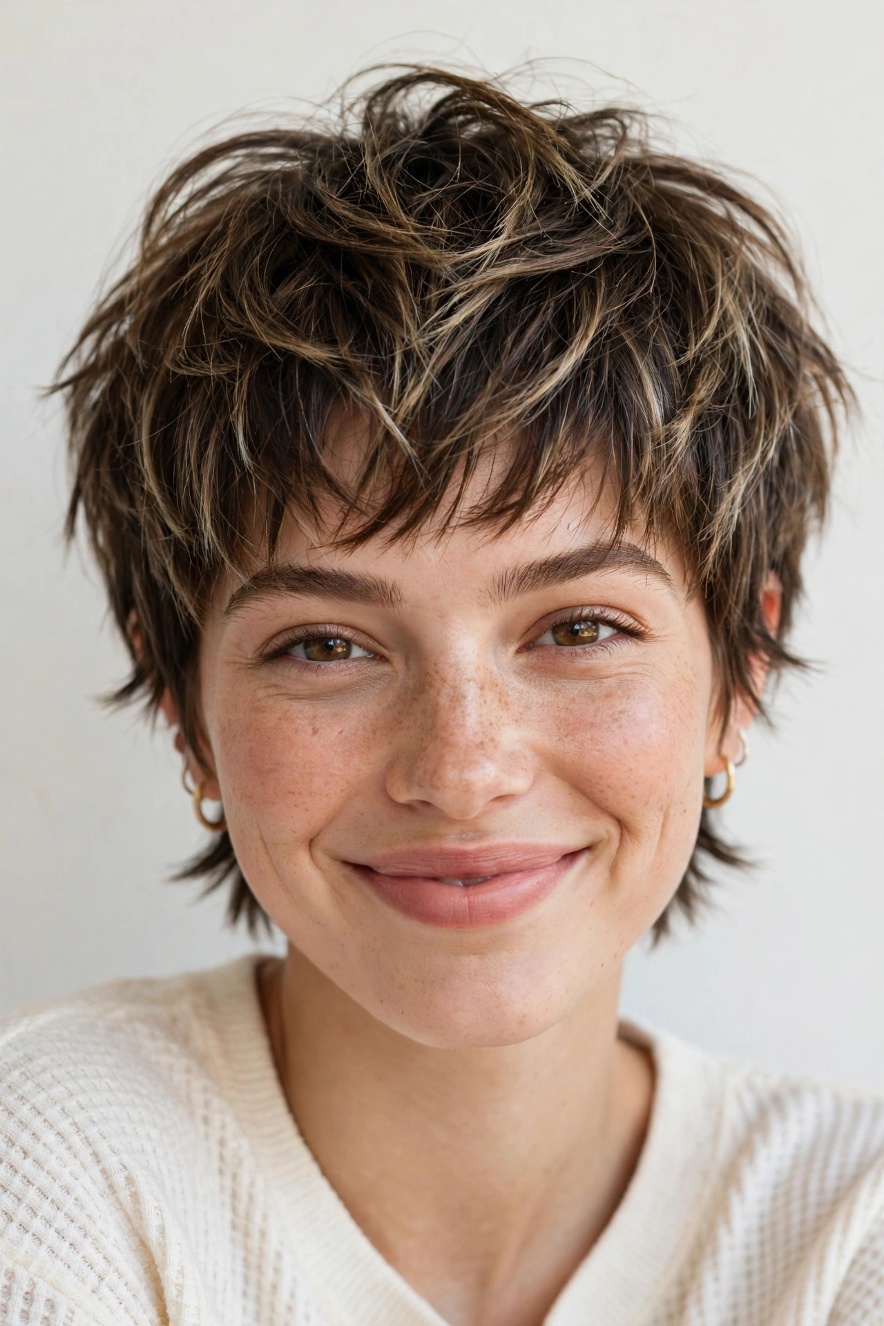 Choppy pixie-bob haircut textured short