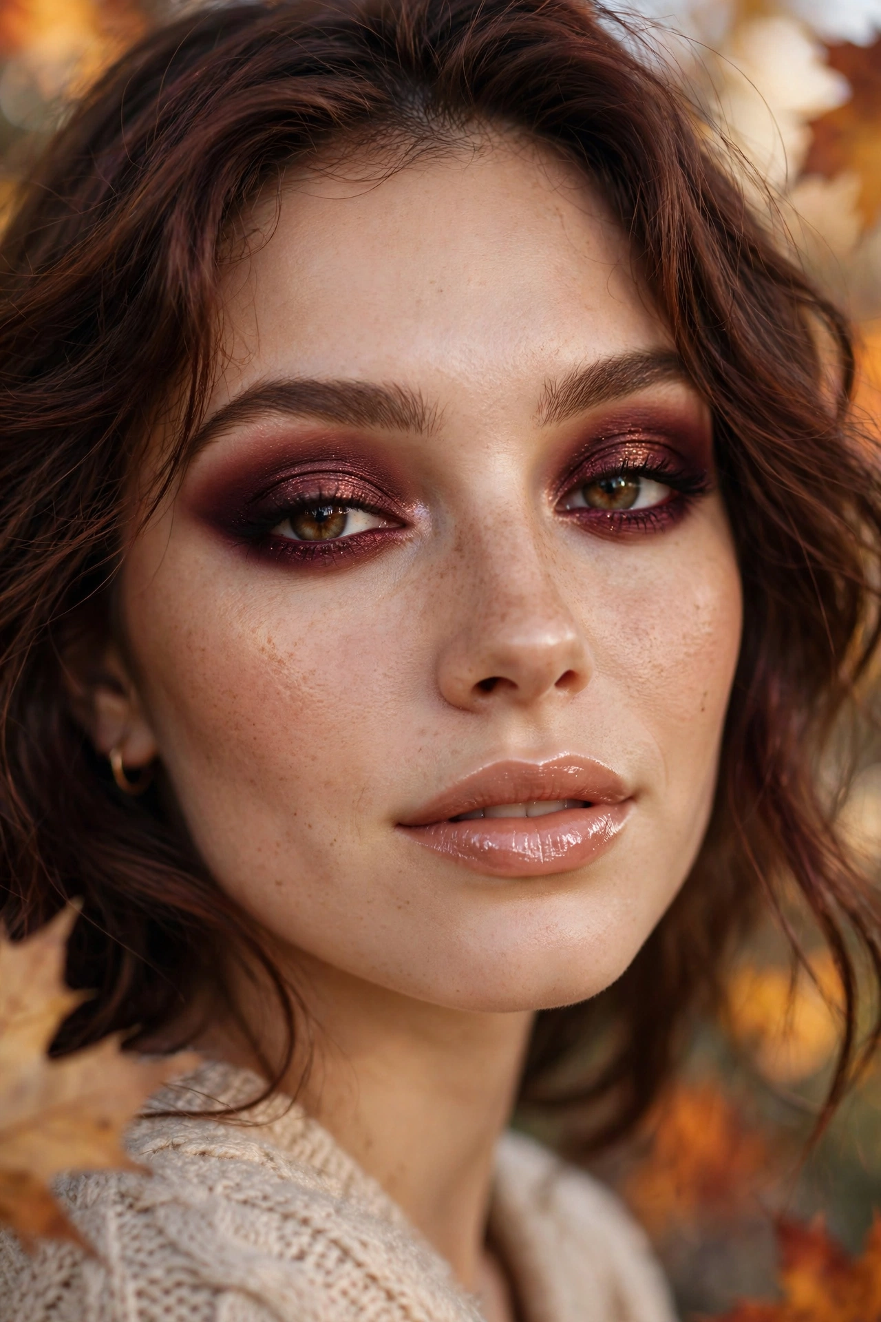 Burgundy smokey eye makeup looks in wine tones