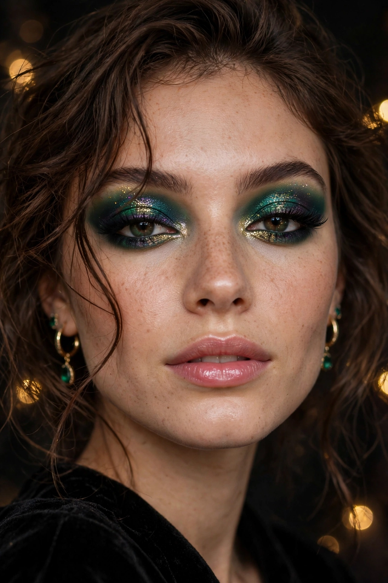 Emerald green smokey eye makeup looks with jewel tones