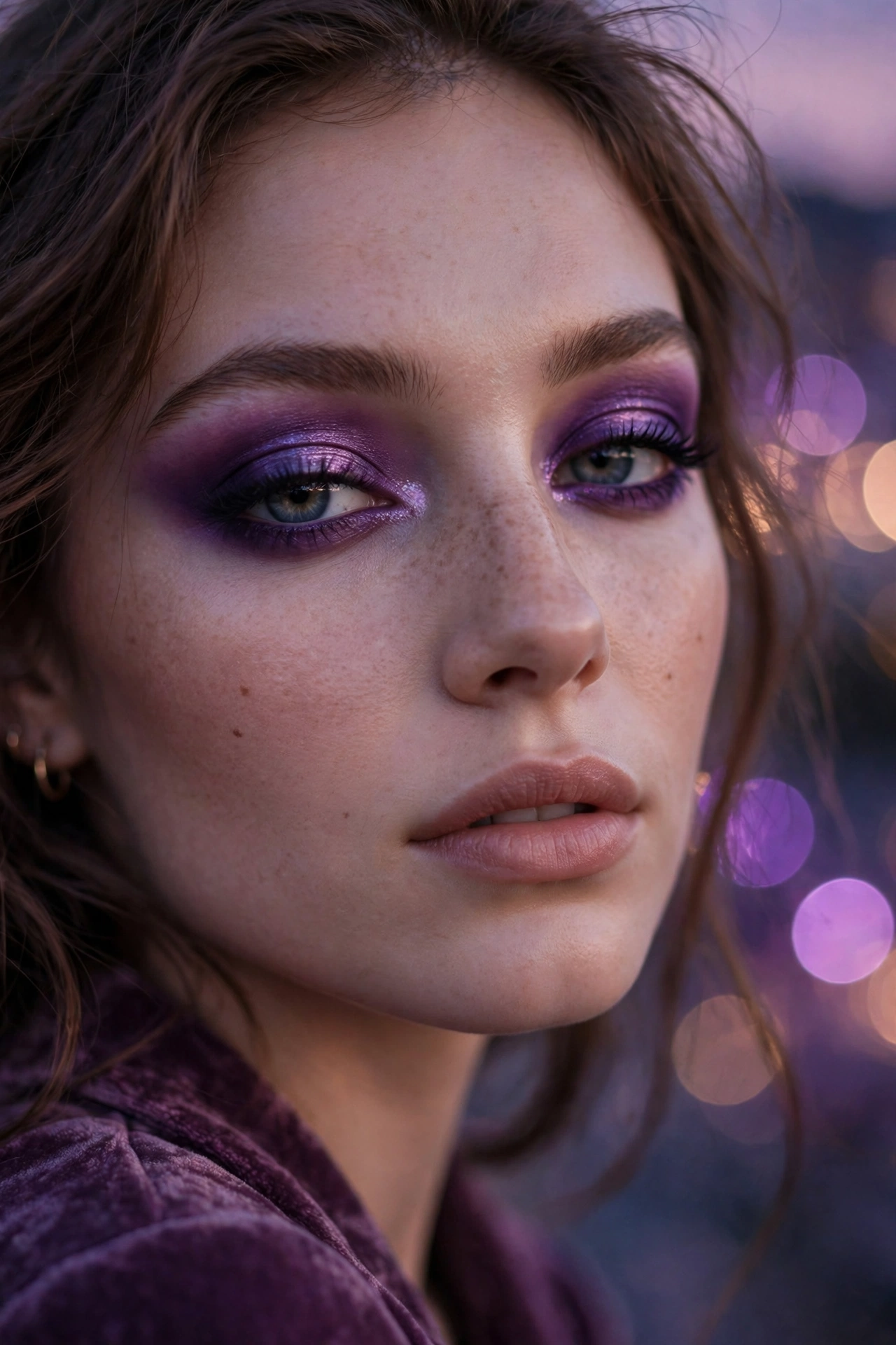 Purple smokey eye makeup looks in violet shades