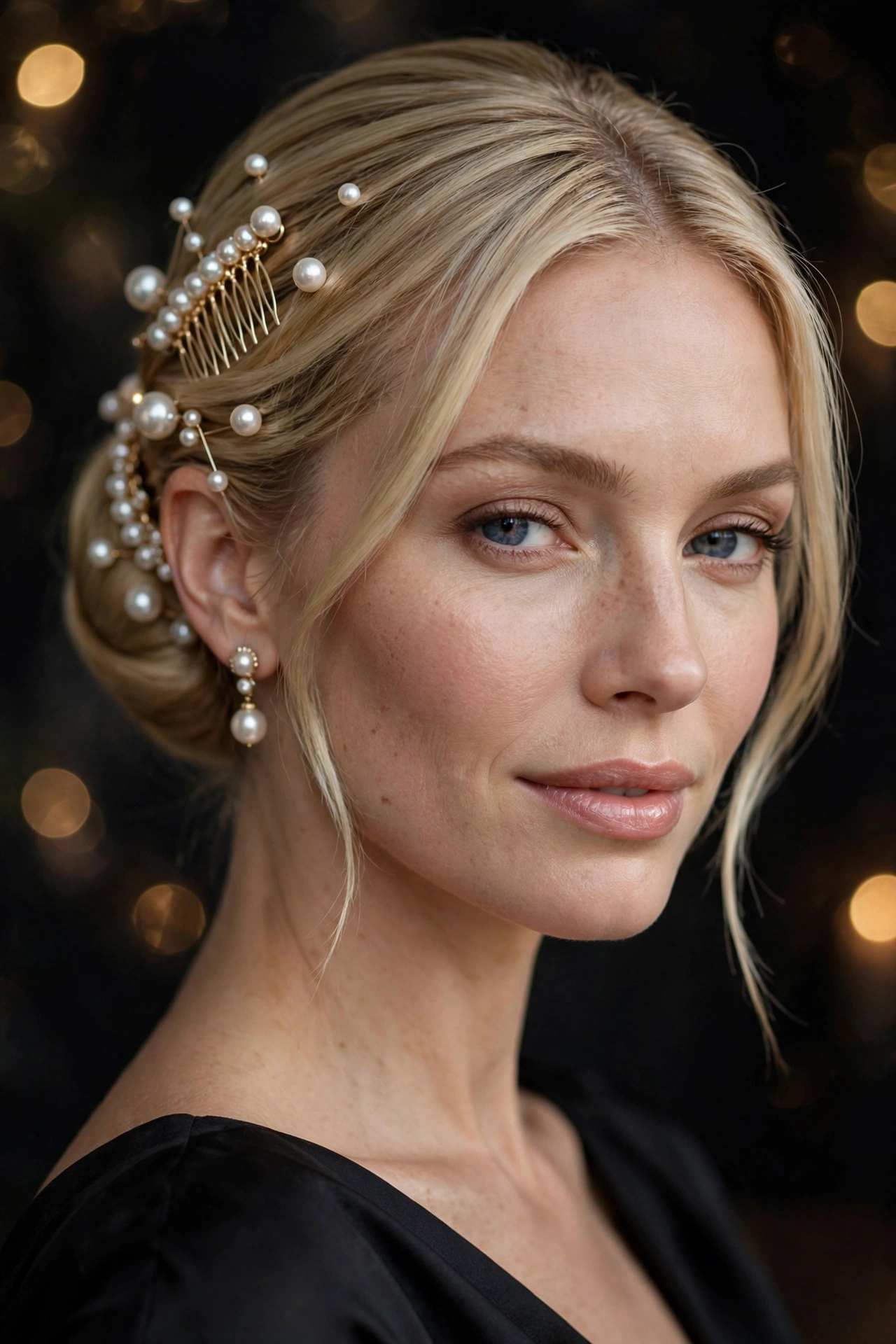 Pearl-adorned evening updo hairstyles for formal events
