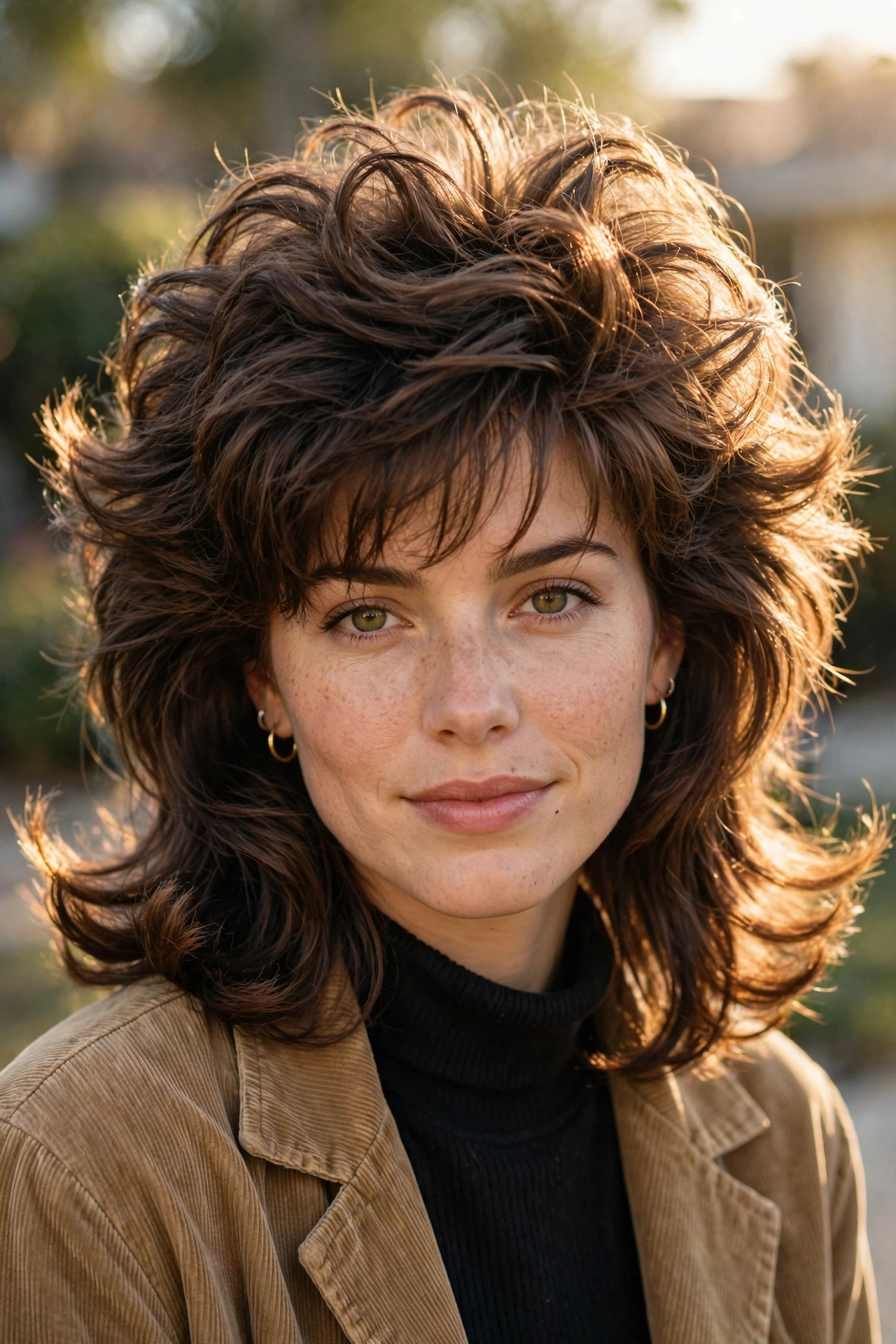 90s-inspired wolf cut hairstyle idea with chunky layers and fuller retro silhouette